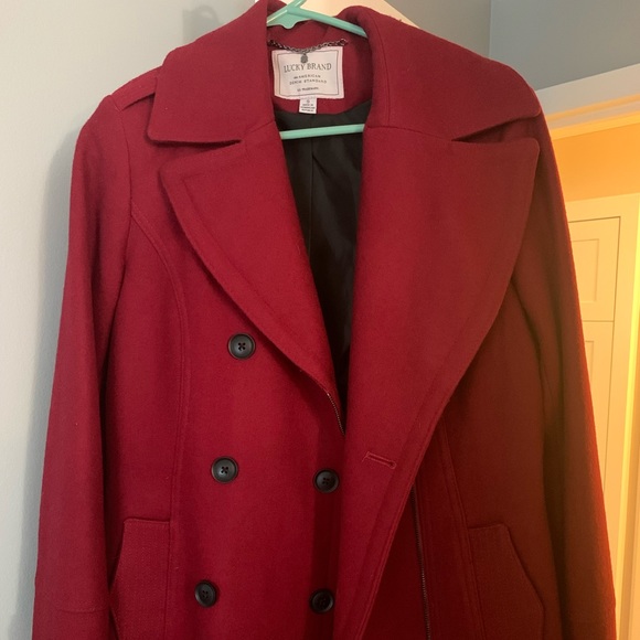 Red Lucky Brand wool coat - Picture 1 of 2